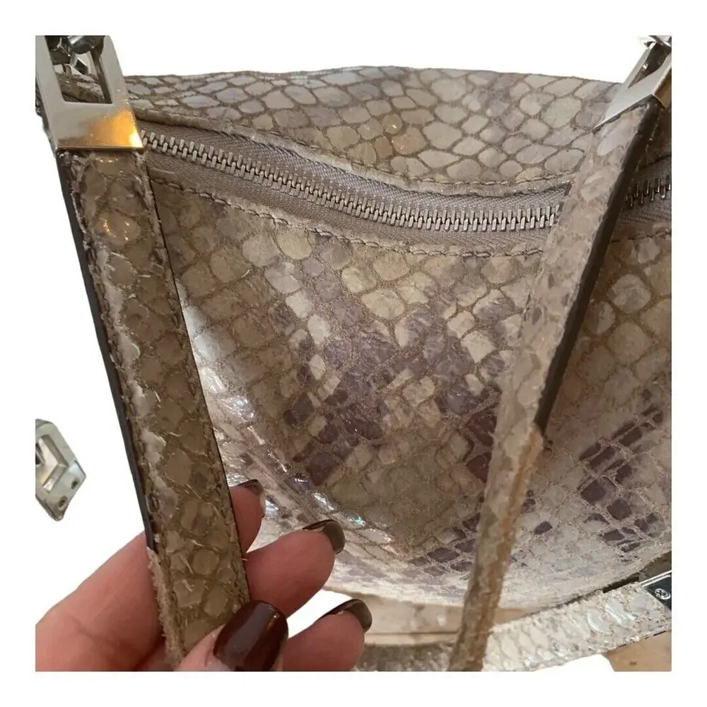 MICHAEL Michael Kors Natural Embossed Python Leather Tote Bag.
